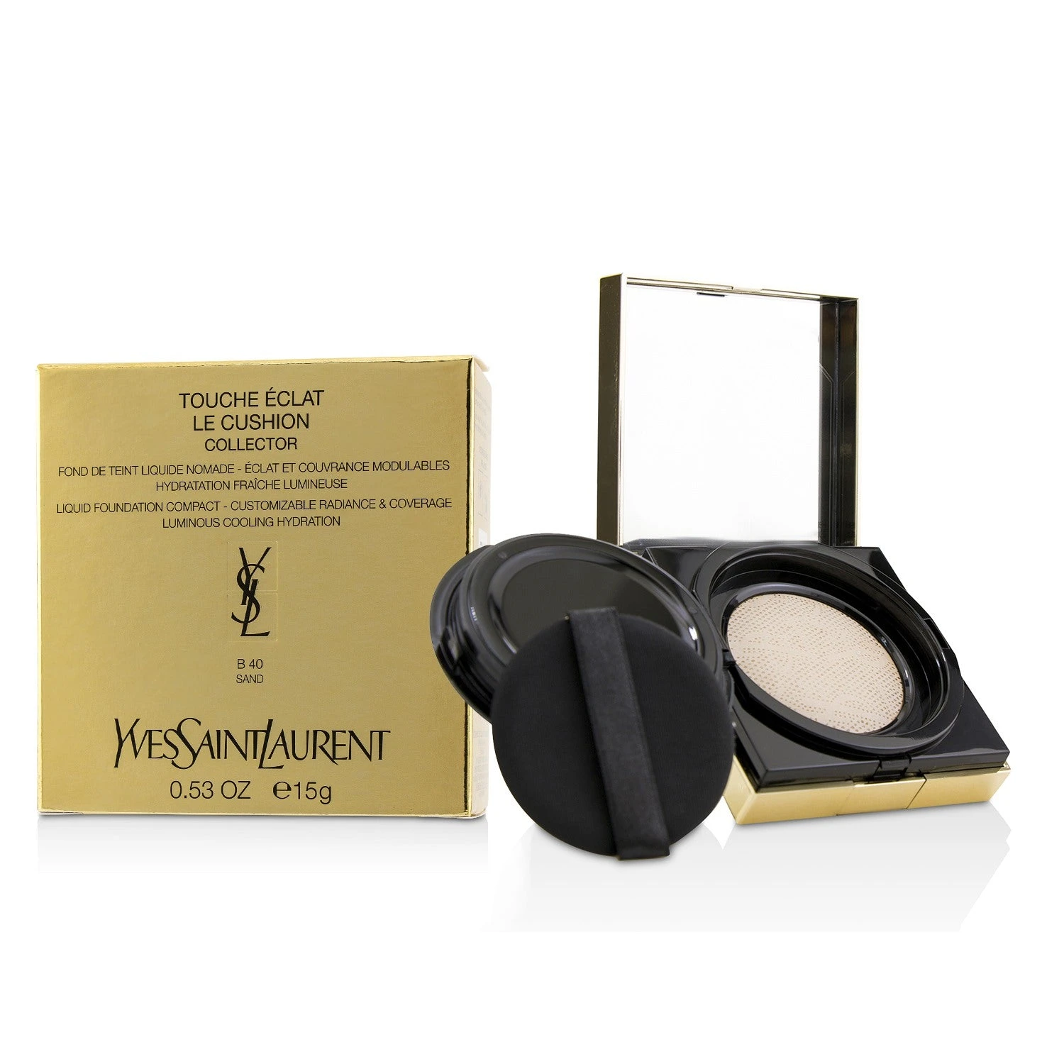 Yves Saint Laurent Touche Eclat Le Cushion Liquid Foundation Compact - #B40 Sand (Collector) 15g/0.53oz 3 Yves Saint Laurent Touche Eclat Le Cushion Liquid Foundation Compact - #B40 Sand (Collector) 15g/0.53oz