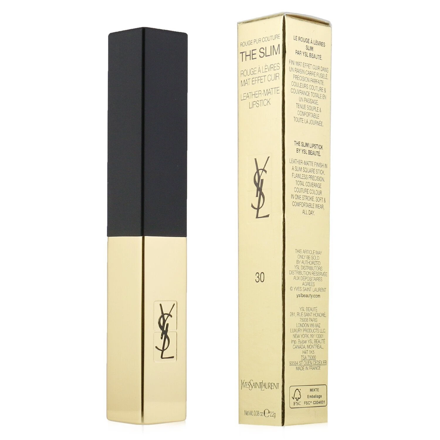 Yves Saint Laurent Rouge Pur Couture The Slim Leather Matte Lipstick - # 30 Nude Protest 2.2g/0.08oz 3 Yves Saint Laurent Rouge Pur Couture The Slim Leather Matte Lipstick - # 30 Nude Protest 2.2g/0.08oz