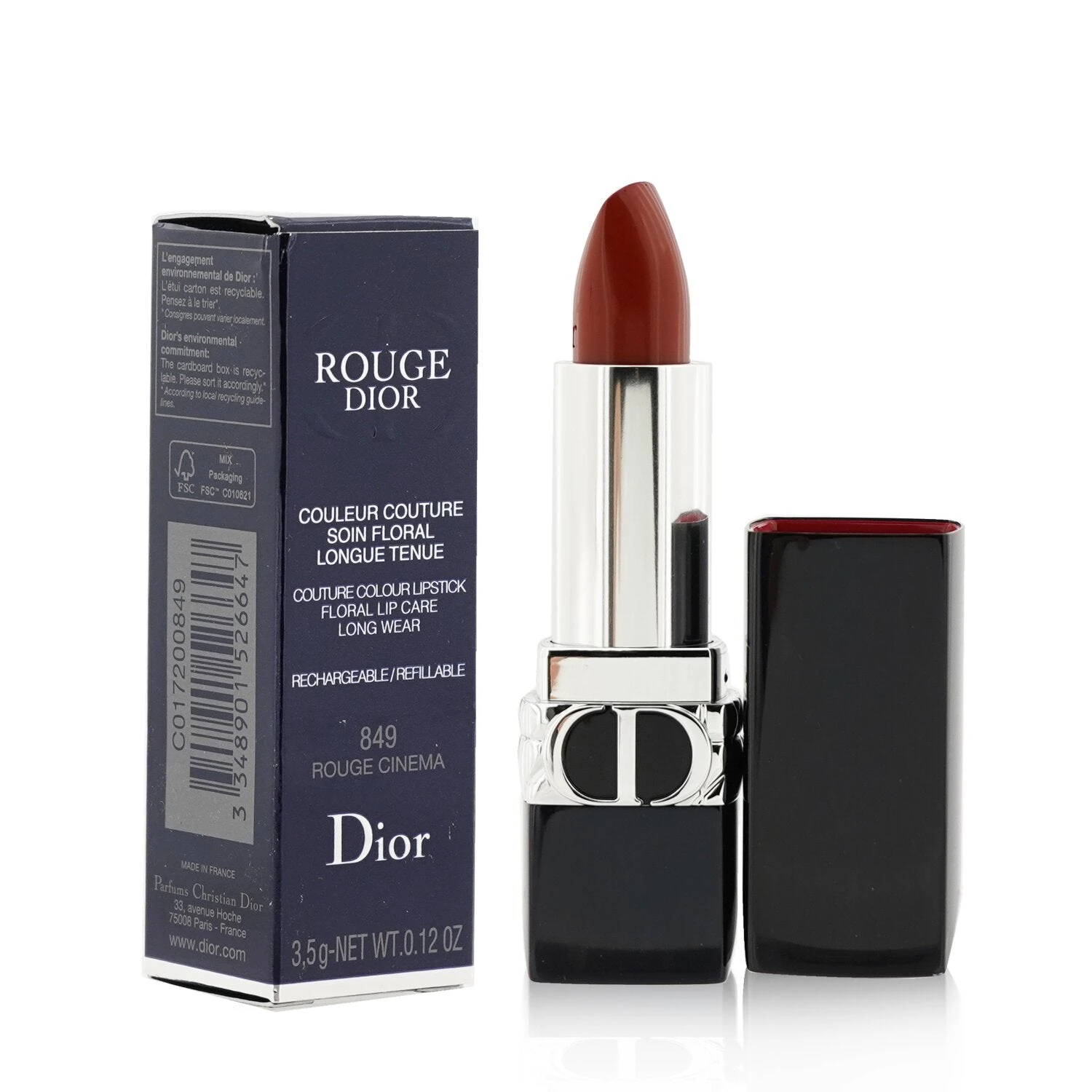 Christian Dior Rouge Dior Couture Colour Refillable Lipstick - # 849 Rouge Cinema (Satin) 3.5g/0.12oz 4 Christian Dior Rouge Dior Couture Colour Refillable Lipstick - # 849 Rouge Cinema (Satin) 3.5g/0.12oz - Image 2