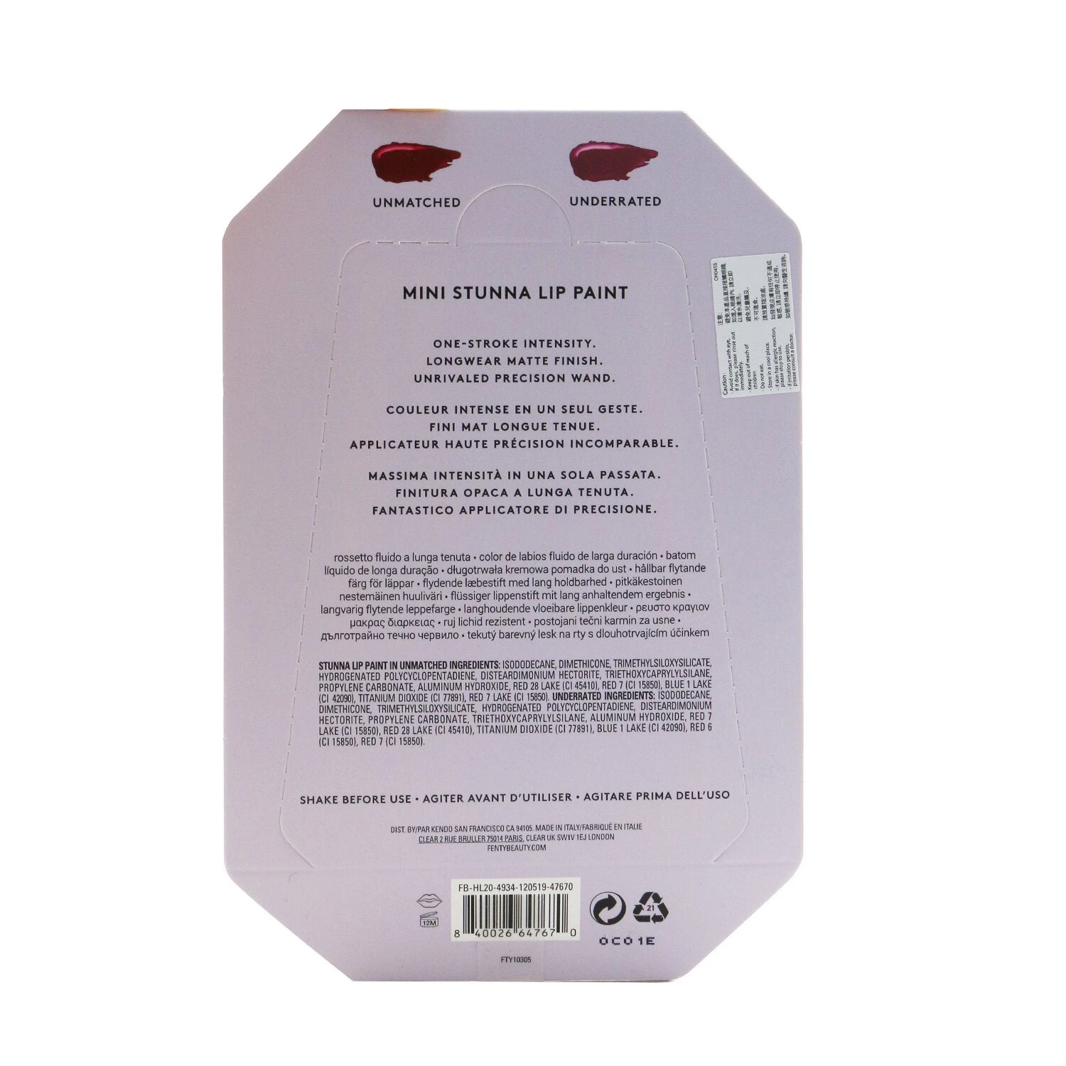 Fenty Beauty By Rihanna Two Lil Stunnas Mini Longwear Fluid Lip Color Duo (2x Mini Lip Color) 2x2ml/0.067oz 4 Fenty Beauty By Rihanna Two Lil Stunnas Mini Longwear Fluid Lip Color Duo (2x Mini Lip Color) 2x2ml/0.067oz - Image 2