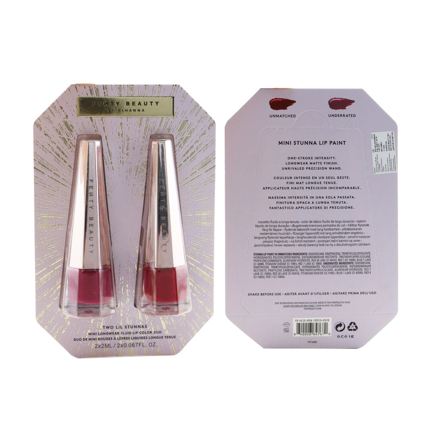 Fenty Beauty By Rihanna Two Lil Stunnas Mini Longwear Fluid Lip Color Duo (2x Mini Lip Color) 2x2ml/0.067oz 5 Fenty Beauty By Rihanna Two Lil Stunnas Mini Longwear Fluid Lip Color Duo (2x Mini Lip Color) 2x2ml/0.067oz - Image 3