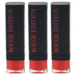 Bourjois Rouge Edition - 11 Fraise Remix By Bourjois For Women - 0.12 Oz Lipstick - Pack Of 3